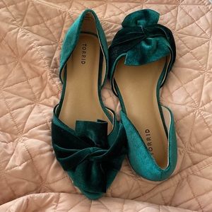 Torrid green velvet flats